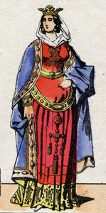 Dynastie des Carolingiens : Portrait de Bertrade ou Berthe de Laon dite Berthe au Grand Pied (720-783) Reine des Francs épouse de Pépin le Bref (715-768). Imagerie d