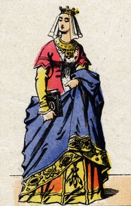 Dynastie des Valois : Portrait de Charlotte de Savoie (1441-1483) Reine de France, épouse de Louis XI de France, dit le Prudent (1423-1483). Imagerie d