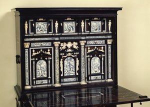 Cabinet en ébène décoré de scènes de la Genèse - French School