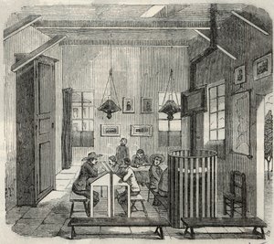 École pour les idiots à Bicêtre au 19ème siècle - Gravure dans « Tableau de Paris » par Edmond Texier 1852.