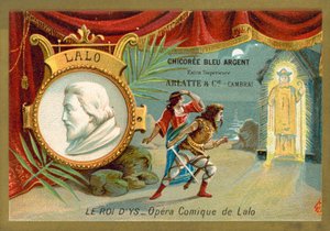 Édouard Lalo, compositeur français, et une scène de son opéra Le Roi d