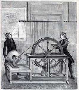 Machine électrique (Générateur) par Francis Hauksbee (1666-1713) perfectionnée par Boze l