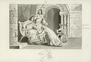 Emma de France embrasse le genou de son mari Raoul, en reconnaissance de sa souveraineté - French School