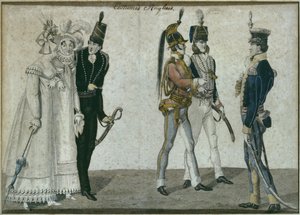 Costumes anglais, illustration de Le Bon Genre, début du XIXe siècle - French School