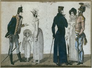 Costumes anglais, illustration de Le Bon Genre, début du XIXe siècle - French School