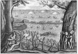 Gravure de 1738 dans « Les aventures de Claude Lebeau » (Sr c Le Beau) 1738.