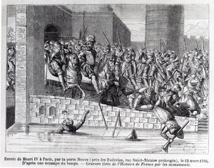 Entrée de Henri IV (1553-1610) à Paris, 22 mars 1594 (gravure) - French School