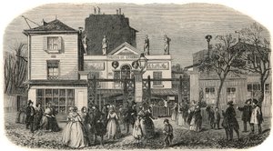 Entrée du théâtre du Luxembourg dit Bobino au 19ème siècle - gravure dans « Tableau-de-Paris » par Edmond Texier 1852