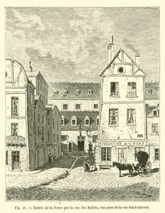 Entrée de la Force par la rue des Ballets, vue prise de la rue Saint-Antoine - French School