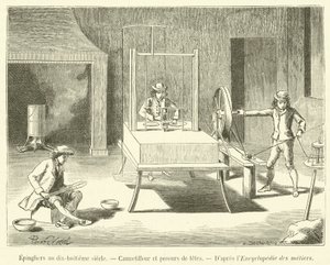 Épingliers au dix-huitième siècle, Cannetilleur et poseurs de têtes - French School