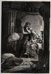 Éponine et son mari Julius Sabinus (mort en 78 après J.-C.) vivant clandestinement dans une grotte pour échapper à l
