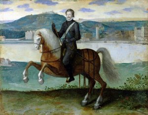 Portrait équestre de Henri IV (1553-1610) roi de France, devant les murs de Paris, 1594 - French School