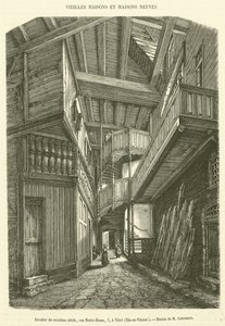 Escalier du seizième siècle, rue Notre-Dame, 7, à Vitré, Ille-et-Vilaine - French School