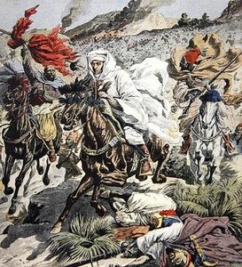Fuite du Sultan Abd Al-Aziz du Maroc, illustration de couverture de Le Petit Journal, 6 septembre 1908
