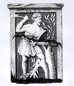 Esus, le grand dieu de la nature, illustration de Science et Littérature au Moyen Âge et à la Renaissance, écrit et gravé par Paul Lacroix, 1878