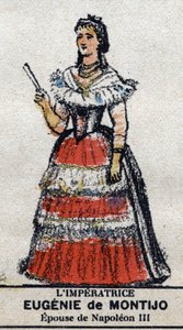 Eugénie (1826-1920), impératrice des Français (Eugénie Marie de Montijo de Guzman, comtesse de Teba, épouse de Napoléon III). Dans « Galerie des rois et reines de France et personnages illustres de 1643 à 1895 » image d