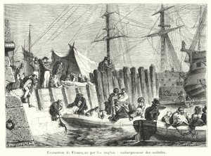 Évacuation de Flessingue par les Anglais, embarquement des malades - French School