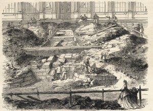 Fouilles dans la Cour Carrée du Louvre - Découverte des fondations de l