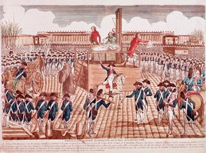 Exécution de Marie-Antoinette, Reine de France, Place de la Révolution, Paris, 16 octobre 1793 (gravure)