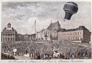 Expérience à Versailles des frères Montgolfier avec le vol en montgolfière d
