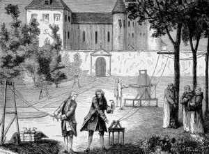 Expérience réalisée en 1746 par Lemonnier dans le couvent des Chartreux pour apprécier la vitesse de l