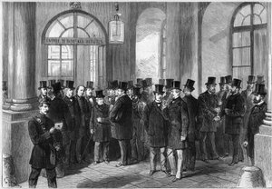 Prolongation du mandat présidentiel du maréchal de Mac-Mahon, établissement du septennat en France, novembre 1873 : vue de la porte d