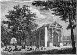 Vue extérieure de la salle de jeu de paume du Prince Impérial aux Tuileries, Paris - French School