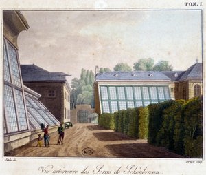 Vue extérieure des serres de Schönbrunn - dans « Voyage pittoresque en Autriche » par le comte Alexandre de Laborde, Paris, Didot l