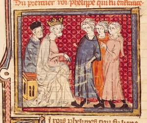 F.204v Roi Philippe I (1053-1108), Grandes Chroniques de France, 1375-79 - French School