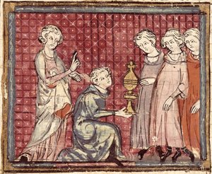 La Division du Royaume à la mort de Clotaire I (497-561), des Grandes Chroniques de France 1375-79 - French School