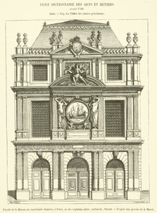 Façade de la Maison des marchands drapiers, à Paris, au dix-septième siècle - French School
