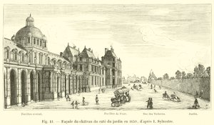 Façade du château du côté du jardin en 1650, d