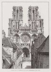 Façade de la cathédrale de Laon, début du XIIIe siècle - French School