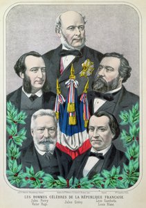 Hommes célèbres de la République française : Jules Ferry (1832-93) Jules Grévy (1807-91) Léon Gambetta (1838-82) Victor Hugo (1802-85) et Louis Blanc (1813-82) 1873 - French School