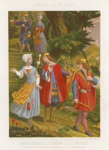 Fermier et villageois, femme de chambre et musiciens - French School