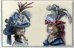 Mode du XVIIIe siècle : coiffures et chapeaux des femmes françaises vers 1787. - French School
