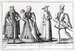 Mode pendant la période Tudor (gravure) - French School