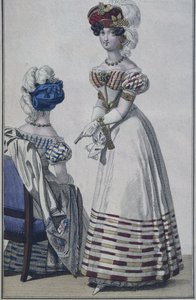 Planche de mode, Paris, illustration du Petit Courrier des Dames, vers 1820 - French School
