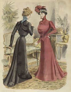 Planche de mode, dans le salon, illustration de La Nouvelle Mode, 1897 - French School