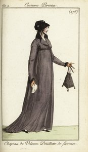Femme à la mode en manteau florentin - French School