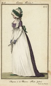 Femme à la mode avec chapeau Minerva aux jardins de Tivoli - French School