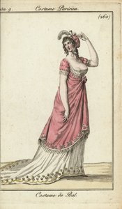 Femme à la mode dans une robe de bal de luxe, Paris - French School