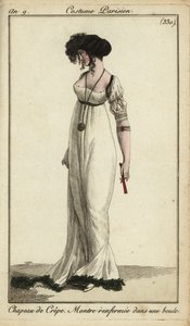 Femme à la mode ou Merveilleuse avec chapeau en crêpe