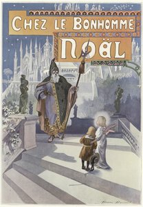 Père Noël rencontrant un jeune enfant accompagné d