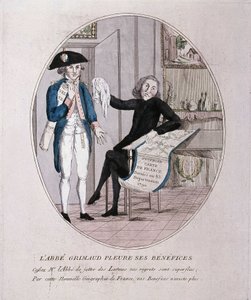 Le père Grimaud pleure ses profits, une caricature de la révolution, fin du XVIIIe siècle - French School