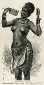 Femme Okanda faisant sa toilette, dessin de D. Maillard, pour illustrer le récit d