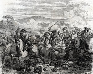 Ferdinand de Marsin mortellement blessé à la bataille de Turin 1706 - French School