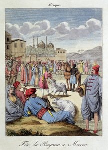 Fête du Beyram (Aïd) et sacrifice du mouton au Maroc - dans « Habits et coutumes des peuples », éd. Hocquart, Paris - French School