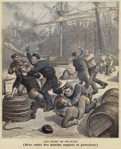 Combat entre marins anglais et prussiens aux docks de Millwall - French School
