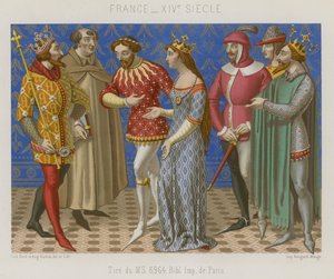 Figures en vêtements français du 14e siècle - French School